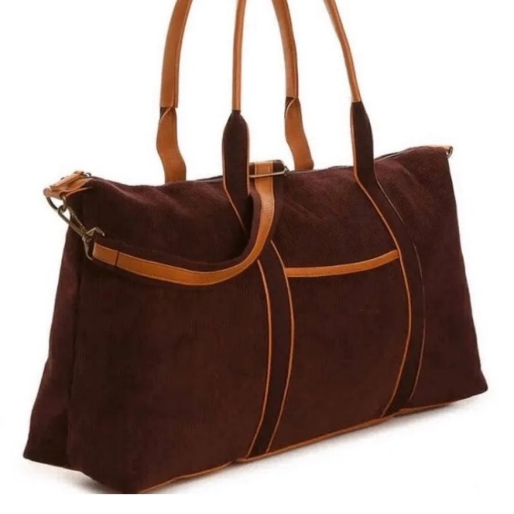 🌷Host Pick🌷DSW Corduroy Overnight Tote Bag with Faux Leather Trim